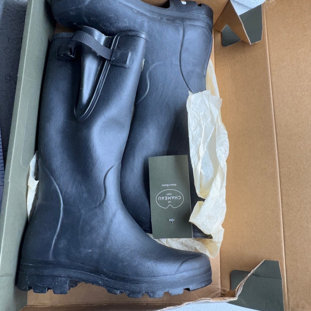 Le Chameau Vierzon M Rain Boots Mens 11.5 Black Rubber Waterproof Wellington